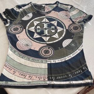 Tory Burch Navy and White Graphic Tee. Purchased from Tory Burch store.